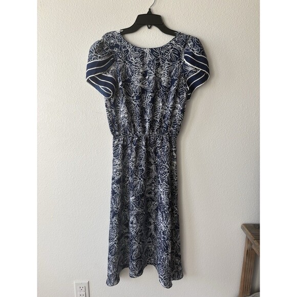 H&M Women's Floral Sundress Short Sleeve, Size 4, Navy Blue And White - Picture 2 of 3